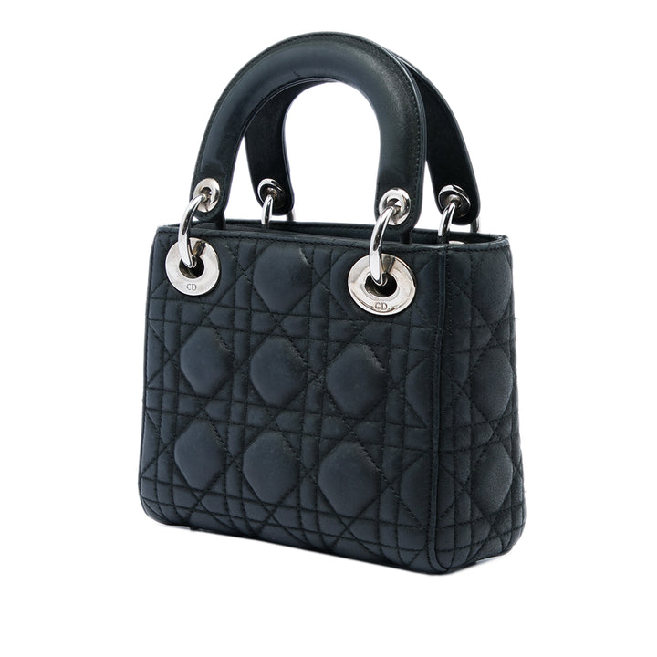 Lady Dior Irisé Cannage Mini Cuir d'agneau Noir