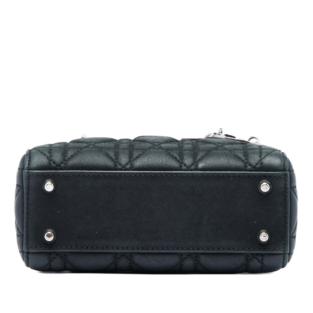 Lady Dior Irisé Cannage Mini Cuir d'agneau Noir