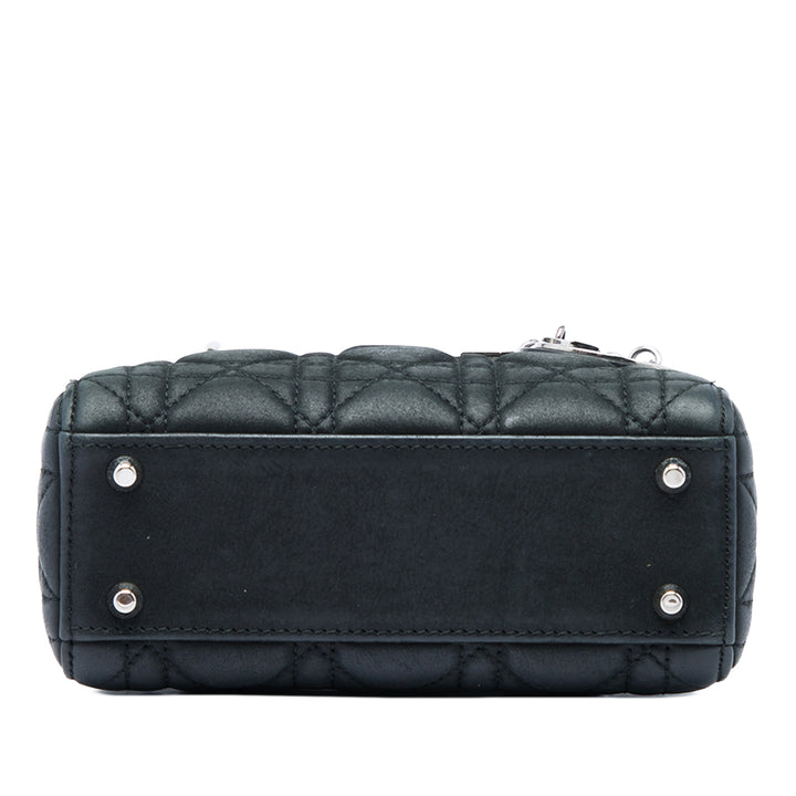 Lady Dior Irisé Cannage Mini Cuir d'agneau Noir