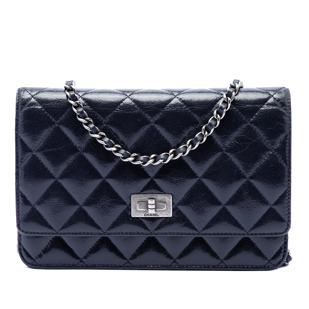 Chanel Matelassé brillant vieilli Cuir de veau Reissue 2.55 Wallet on Chain