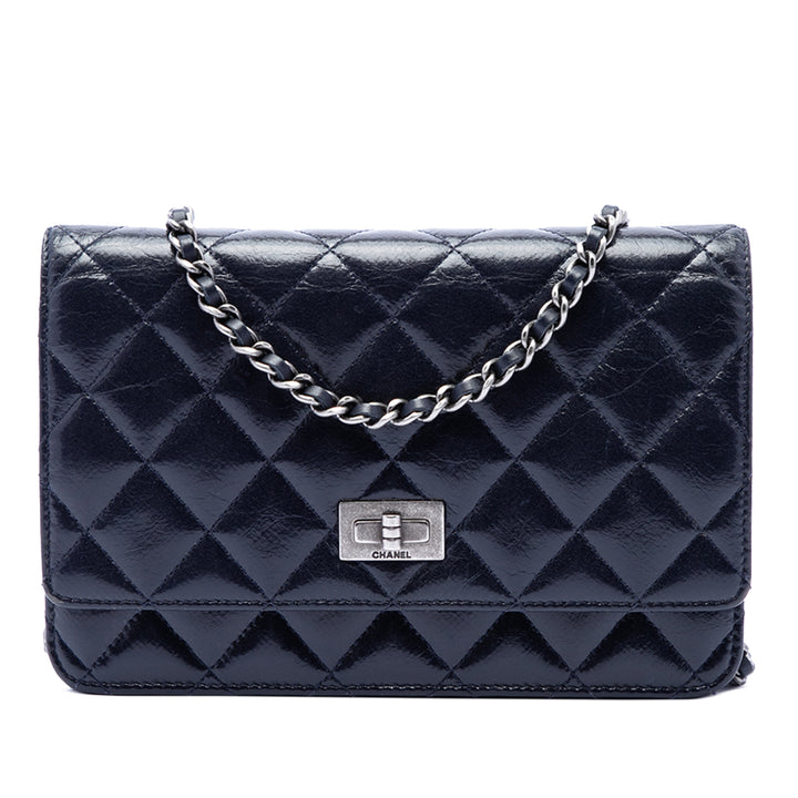 Chanel Matelassé brillant vieilli Cuir de veau Reissue 2.55 Wallet on Chain