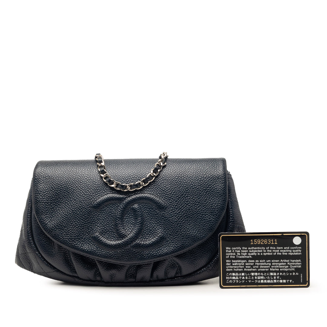 Chanel CC Caviar Half Moon Wallet on Chain