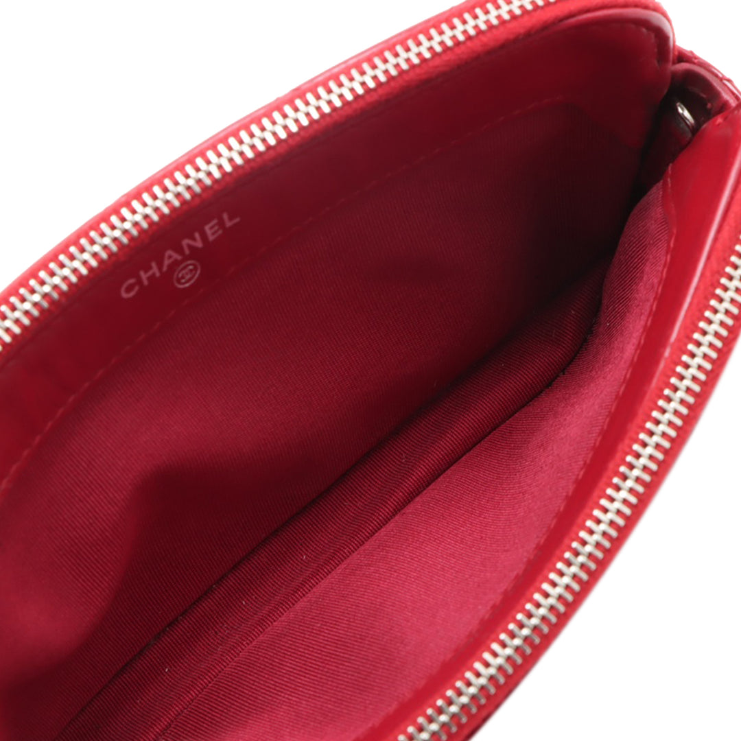 Chanel CC Matelassé Cuir verni Double Zip Pochette avec chaîne