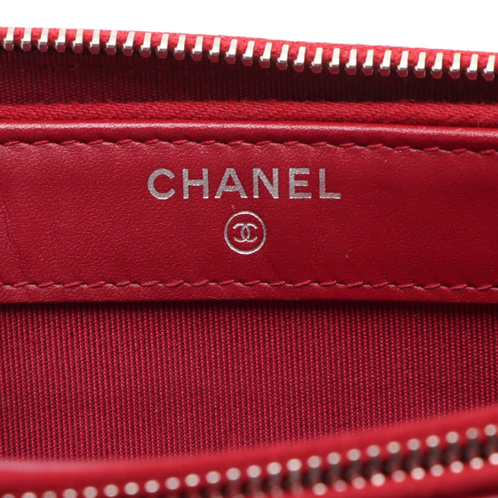 Chanel CC Matelassé Cuir verni Double Zip Pochette avec chaîne