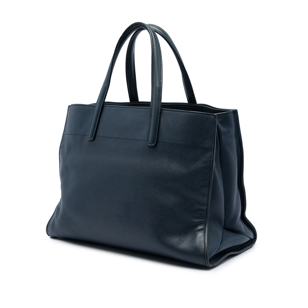 Prada Cabas Souple Triple Poche Saffiano Bleu – vue 2 – GABY PARIS