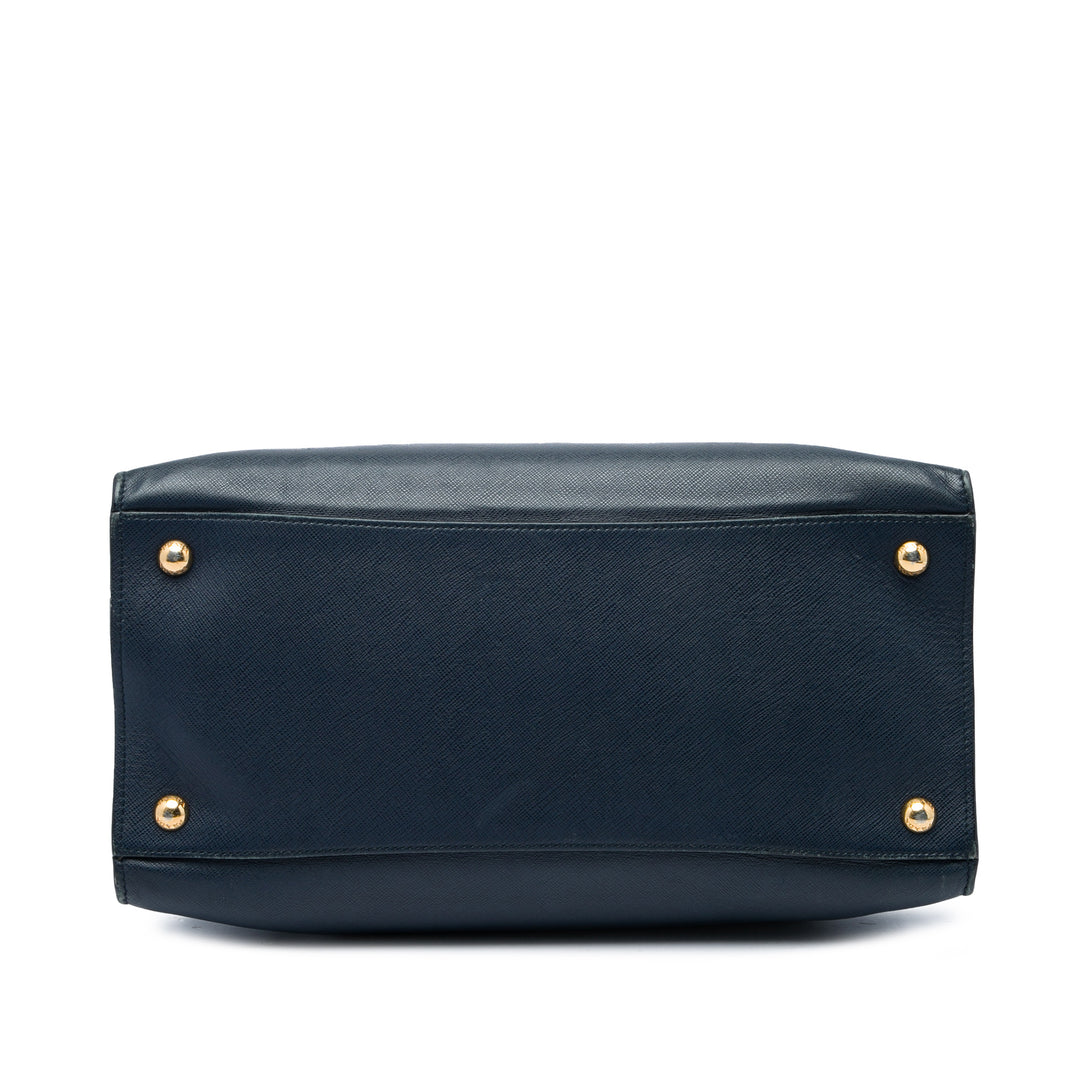 Prada Cabas Souple Triple Poche Saffiano Bleu – vue 3 – GABY PARIS