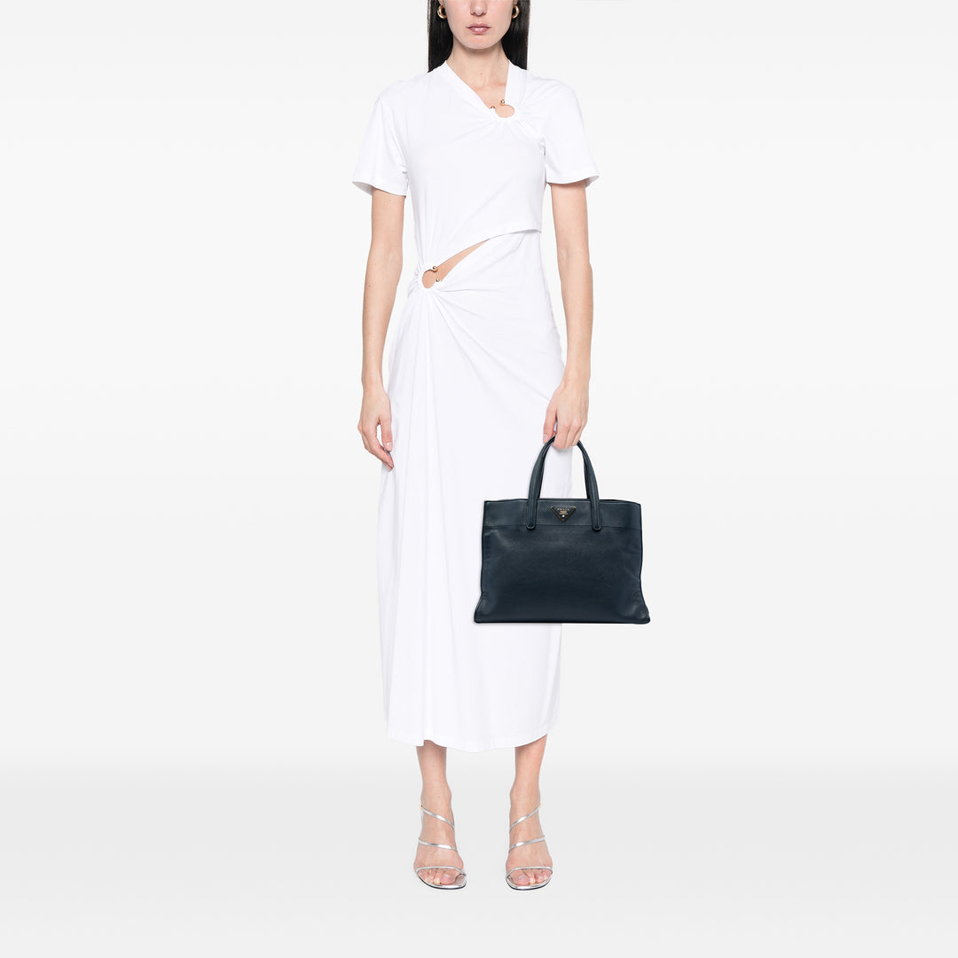 Prada Cabas Souple Triple Poche Saffiano Bleu – vue 5 – GABY PARIS
