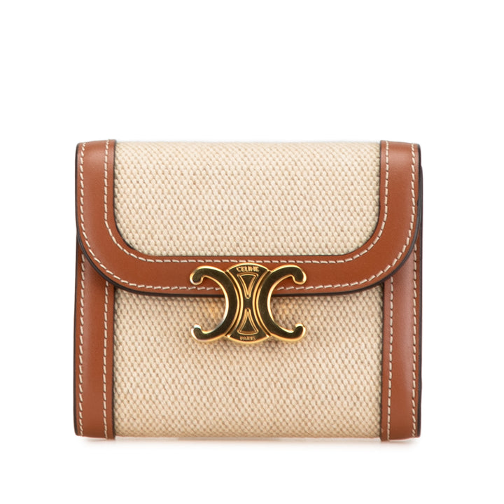 Triomphe Canvas Tri-fold Wallet Brown - Gaby Paris