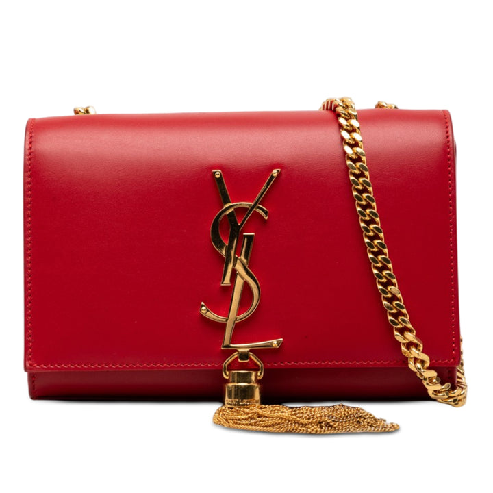 Saint Laurent Small Smooth Cuir de veau Monogram Kate Pompon Sac porté croisé