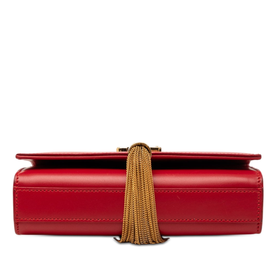 Saint Laurent Small Smooth Cuir de veau Monogram Kate Pompon Sac porté croisé