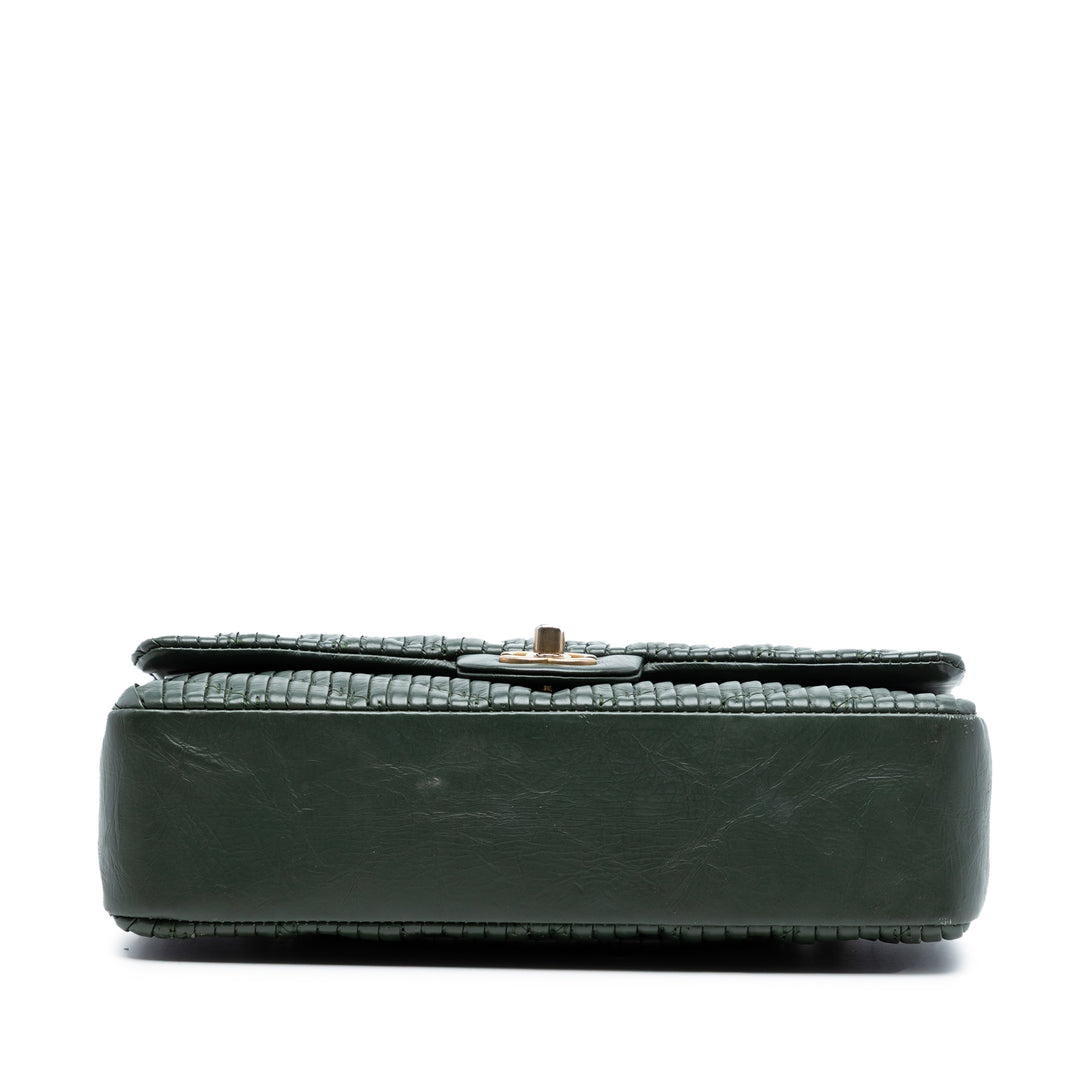 Chanel Medium Classic Chevron Cuir de veau Pleated Double rabat