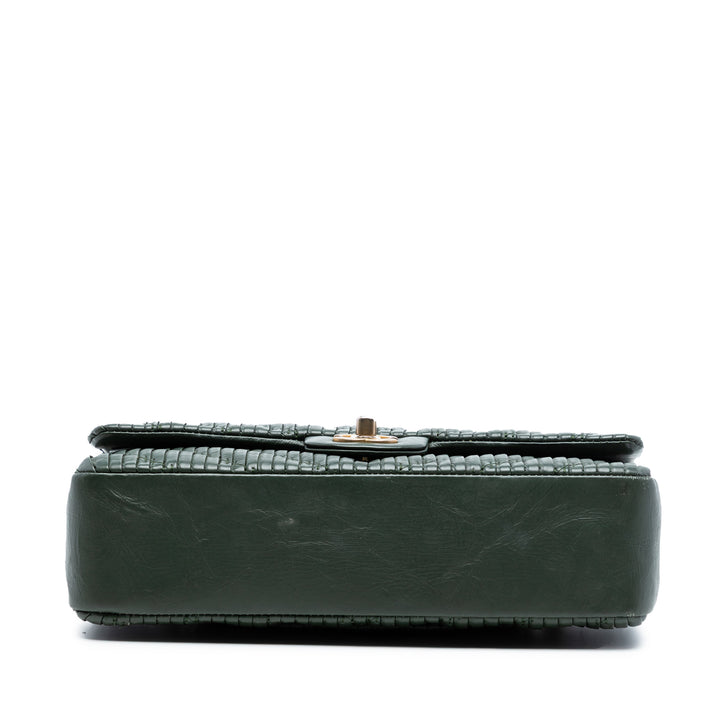 Chanel Medium Classic Chevron Cuir de veau Pleated Double rabat