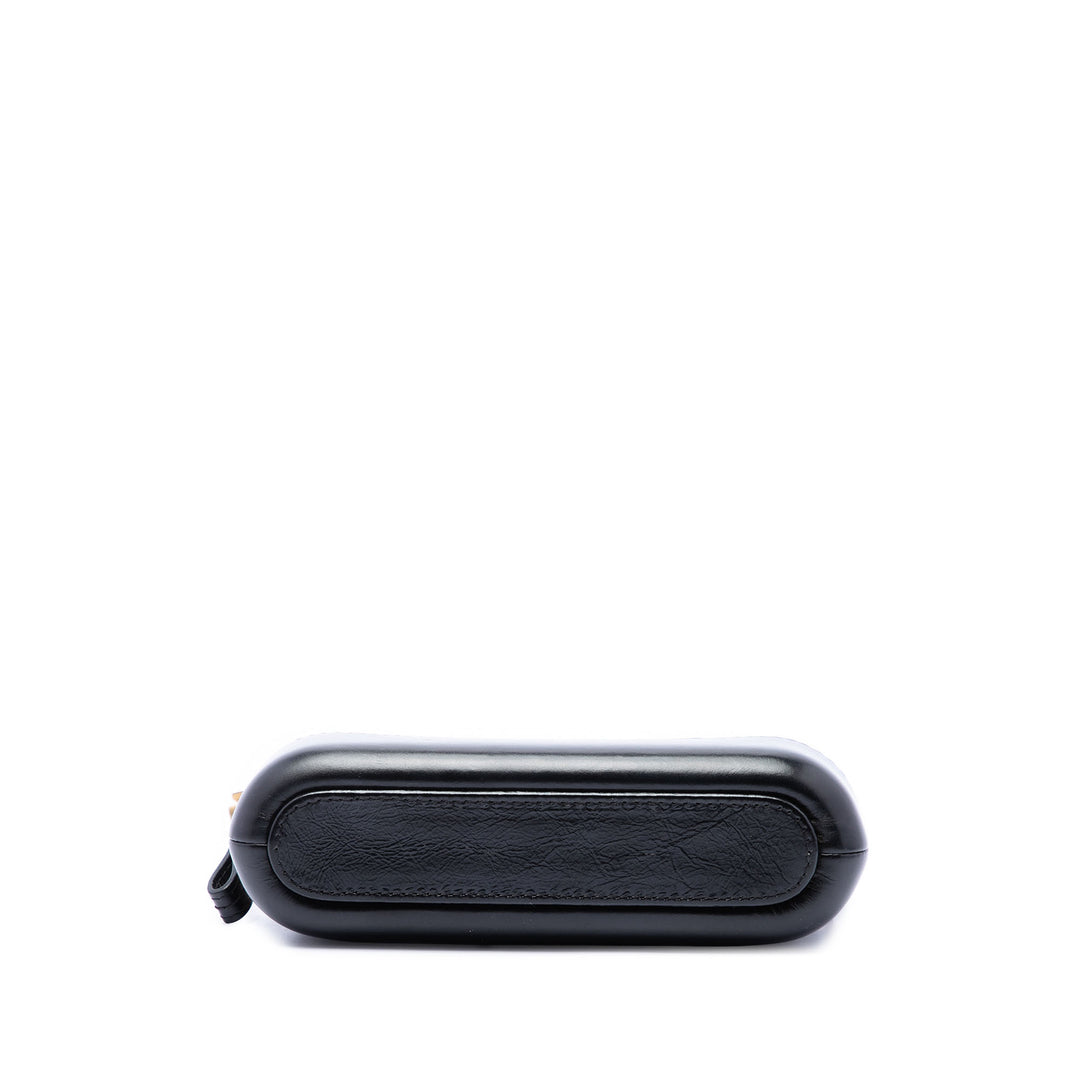 Chanel Bicolore vieilli Gabrielle Double Zippé Pochette avec chaîne Cuir de veau Noir
