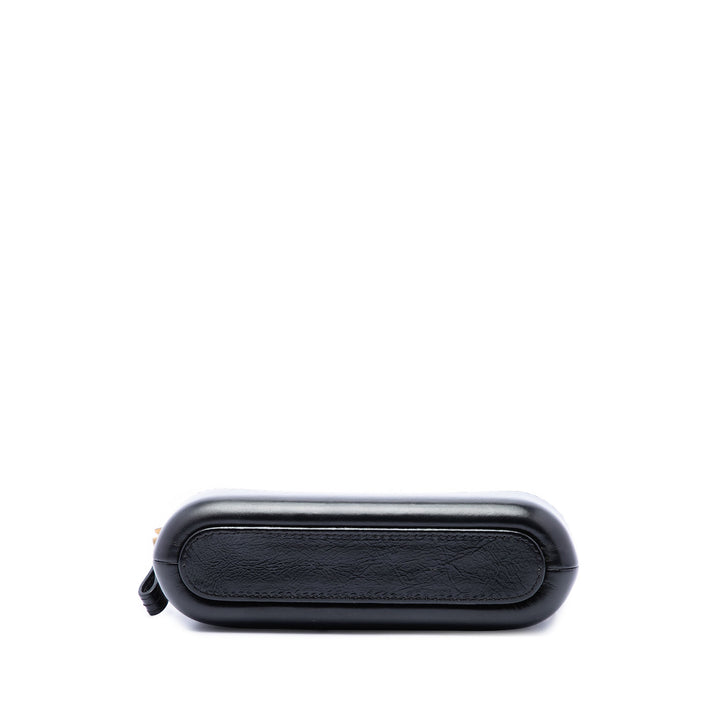 Chanel Bicolore vieilli Gabrielle Double Zippé Pochette avec chaîne Cuir de veau Noir