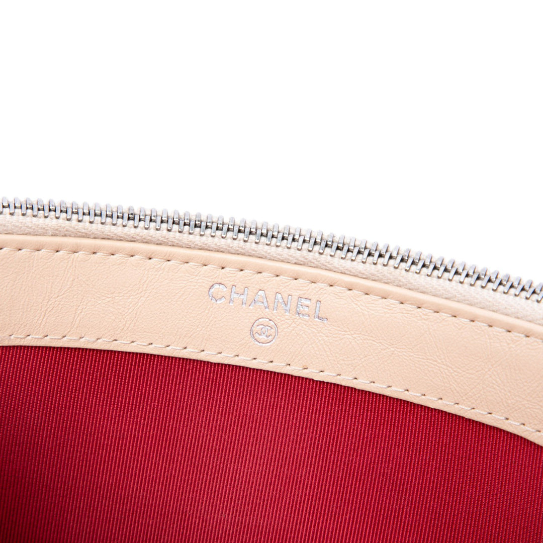 Chanel Bicolore vieilli Gabrielle Double Zippé Pochette avec chaîne Cuir de veau Noir