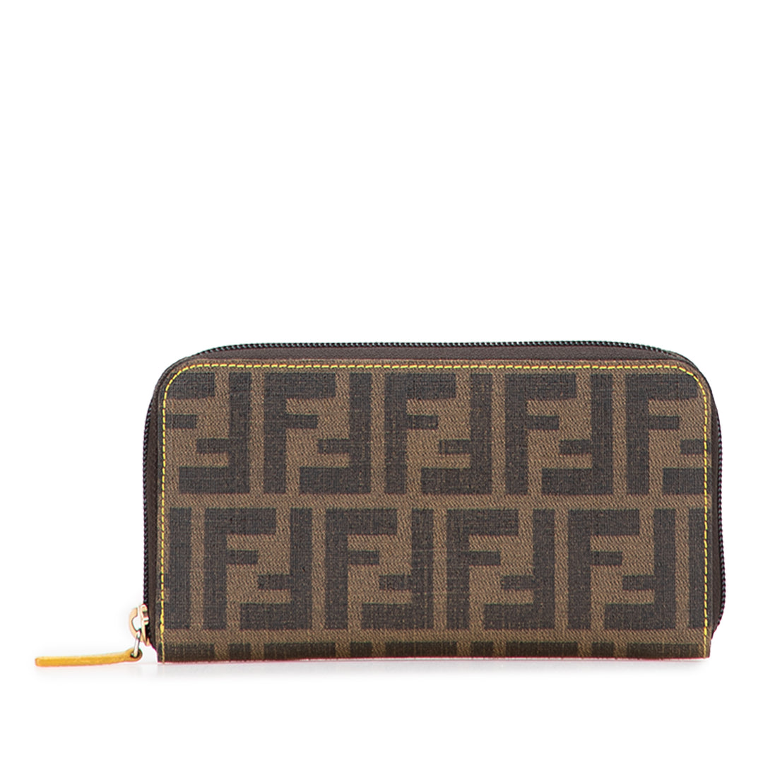 Zucca Coated Canvas Zip Around Long Wallet Brown - Gaby Paris