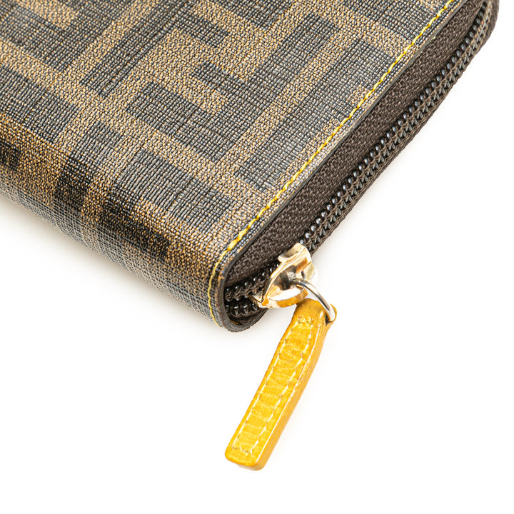 Zucca Coated Canvas Zip Around Long Wallet Brown - Gaby Paris