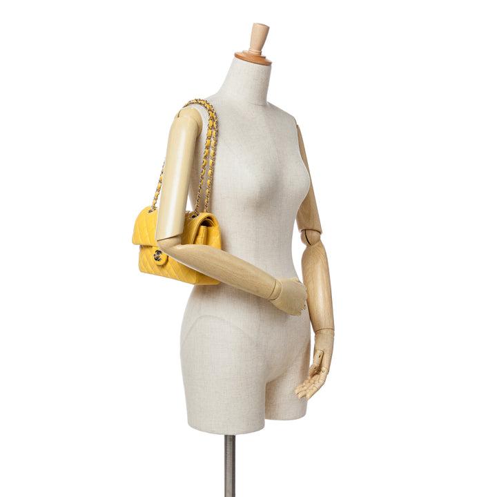 Small Classic Lambskin Double Flap Yellow - Gaby Paris