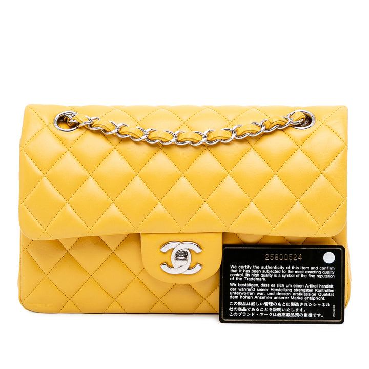 Small Classic Lambskin Double Flap Yellow - Gaby Paris