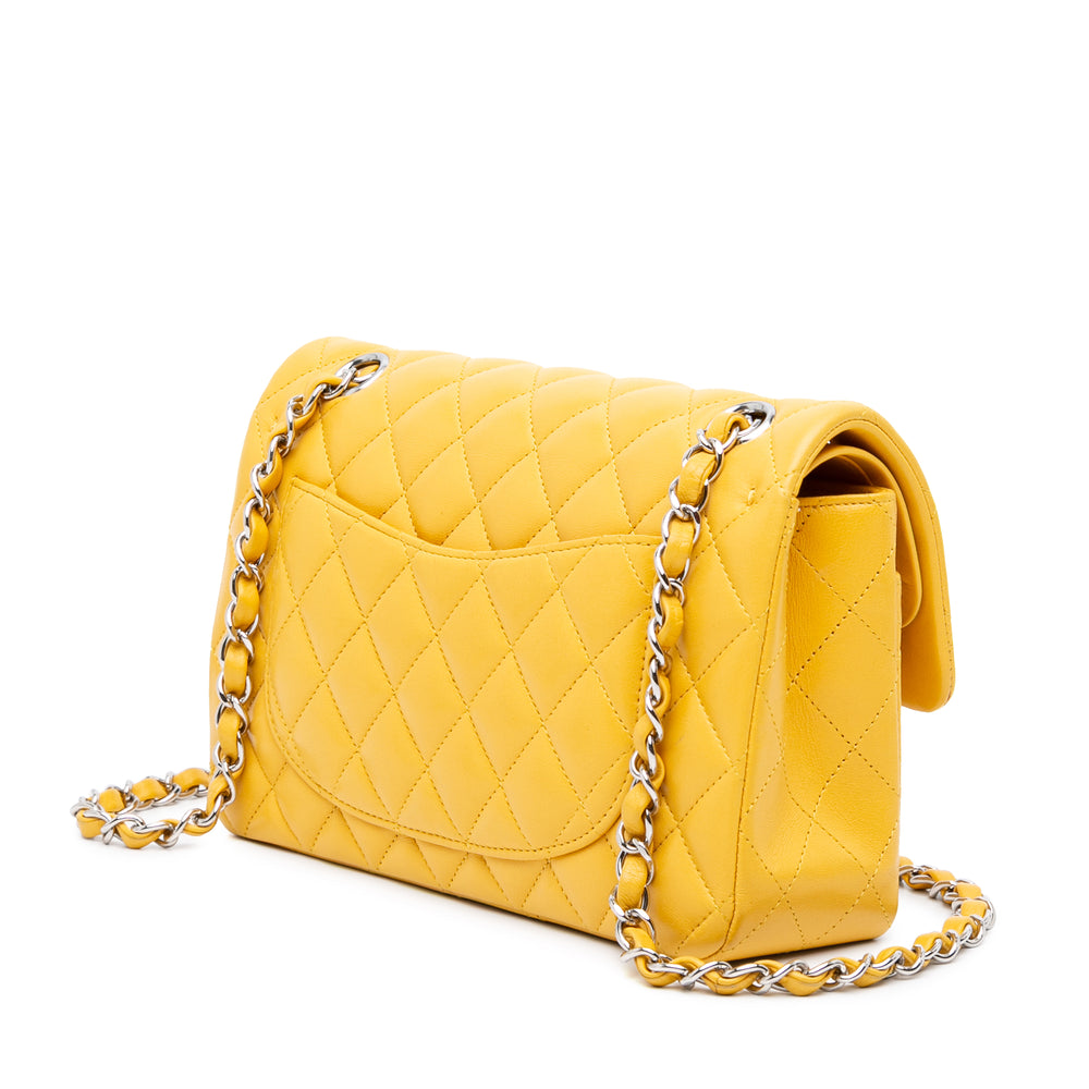 Small Classic Lambskin Double Flap Yellow - Gaby Paris