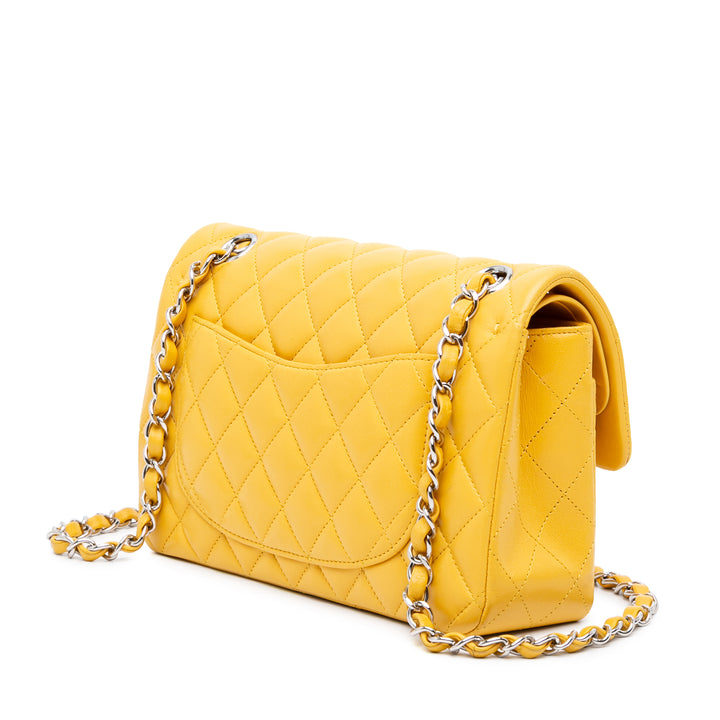 Small Classic Lambskin Double Flap Yellow - Gaby Paris