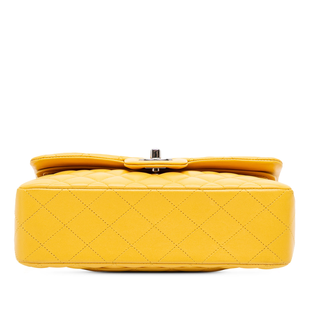 Small Classic Lambskin Double Flap Yellow - Gaby Paris
