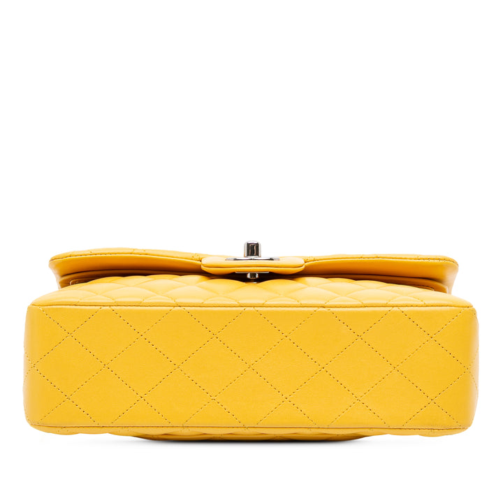 Small Classic Lambskin Double Flap Yellow - Gaby Paris