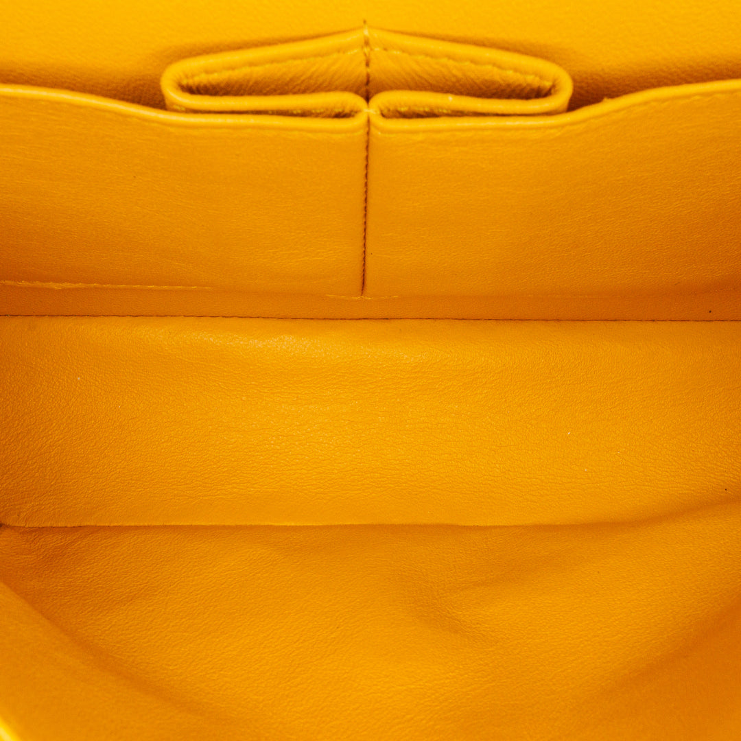 Small Classic Lambskin Double Flap Yellow - Gaby Paris