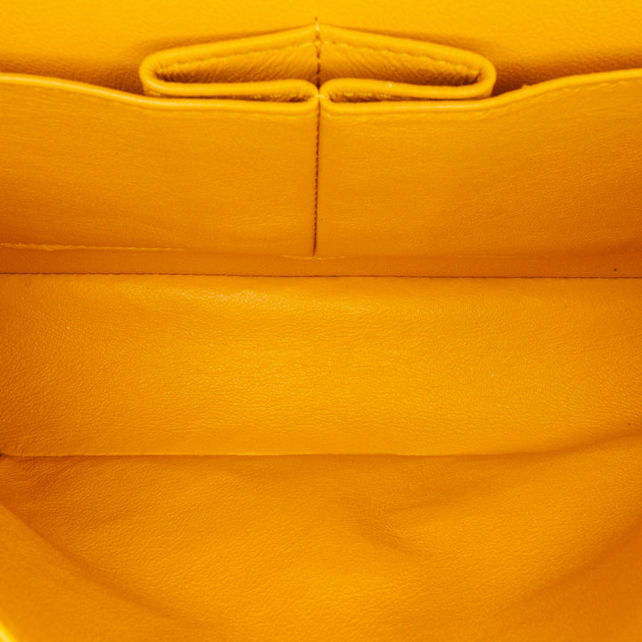 Small Classic Lambskin Double Flap Yellow - Gaby Paris