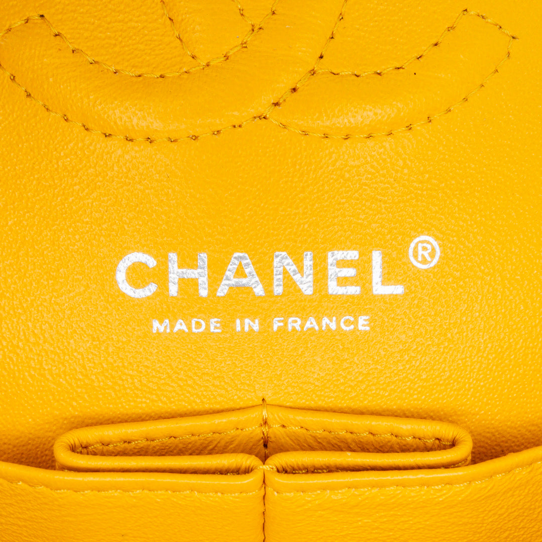 Small Classic Lambskin Double Flap Yellow - Gaby Paris