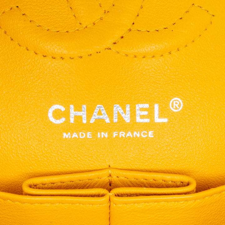 Small Classic Lambskin Double Flap Yellow - Gaby Paris