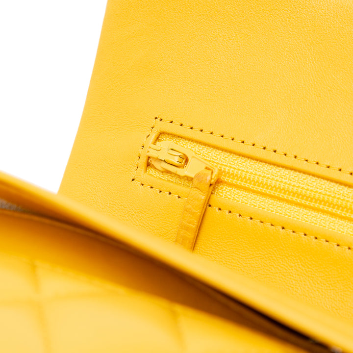 Small Classic Lambskin Double Flap Yellow - Gaby Paris