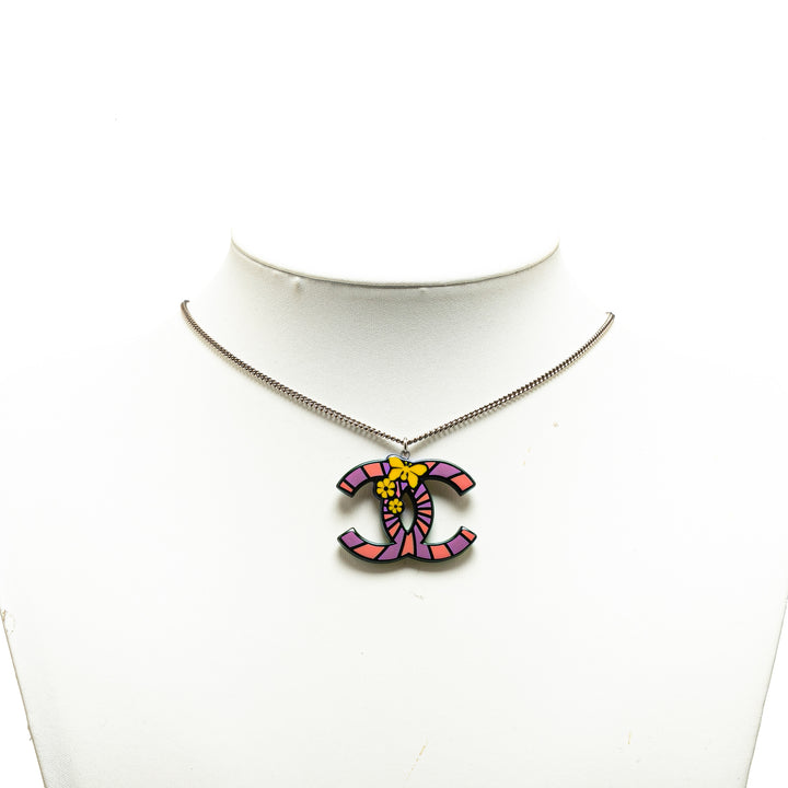 Enamel Brass Butterfly CC Pendant Necklace Purple - Gaby Paris