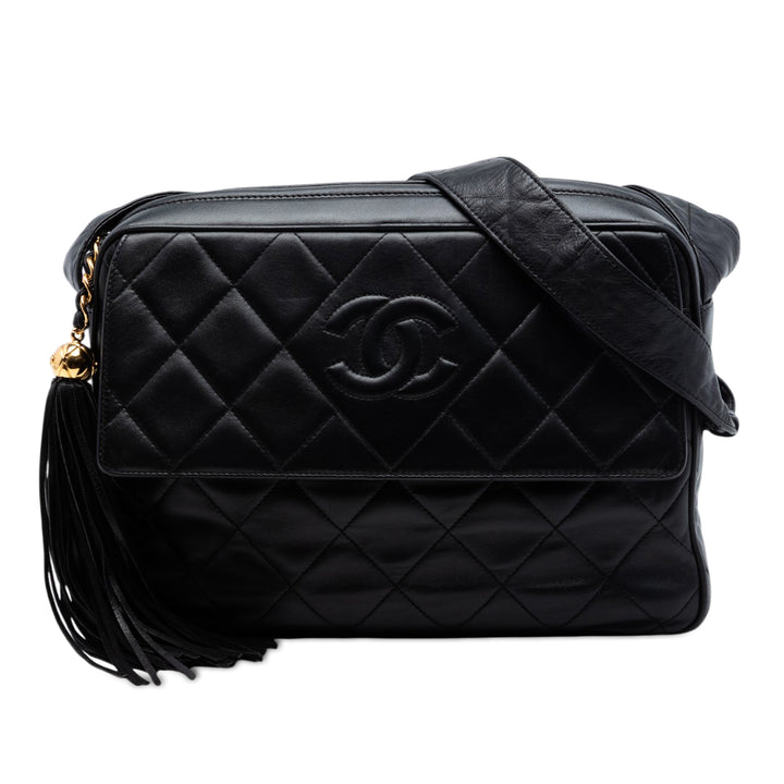 Chanel CC Matelassé Cuir d’agneau Pompon Sac caméra