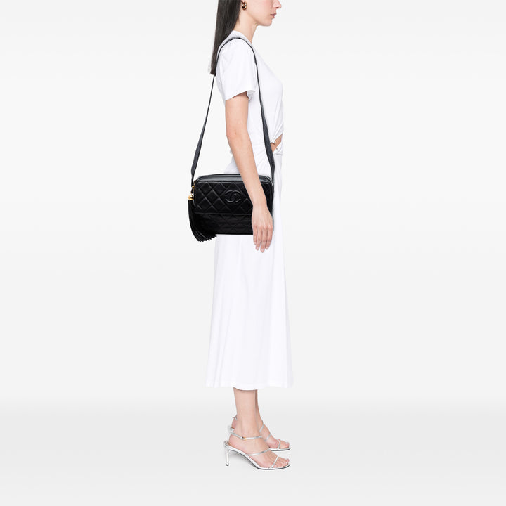 Chanel CC Matelassé Cuir d’agneau Pompon Sac caméra