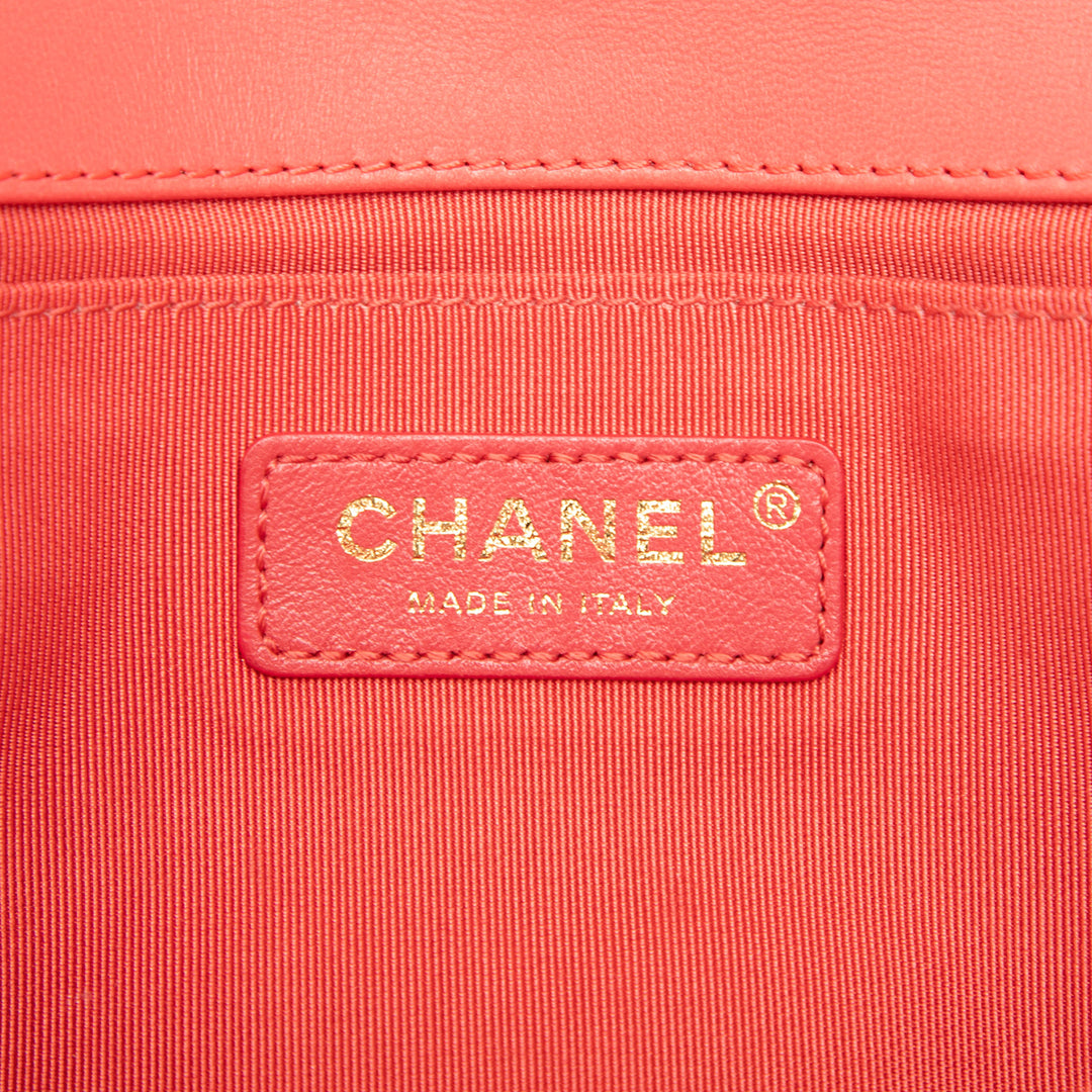 Chanel Surpiqué et Boy à rabat Moyen Cuir d'agneau Rose