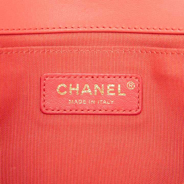 Chanel Surpiqué et Boy à rabat Moyen Cuir d'agneau Rose