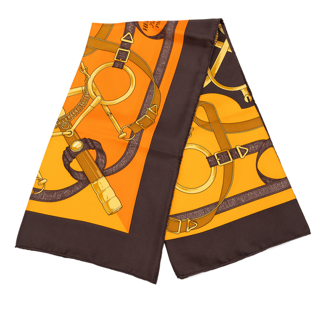 Hermès Eperon D Or Foulard 90 Marron – vue principale – GABY PARIS