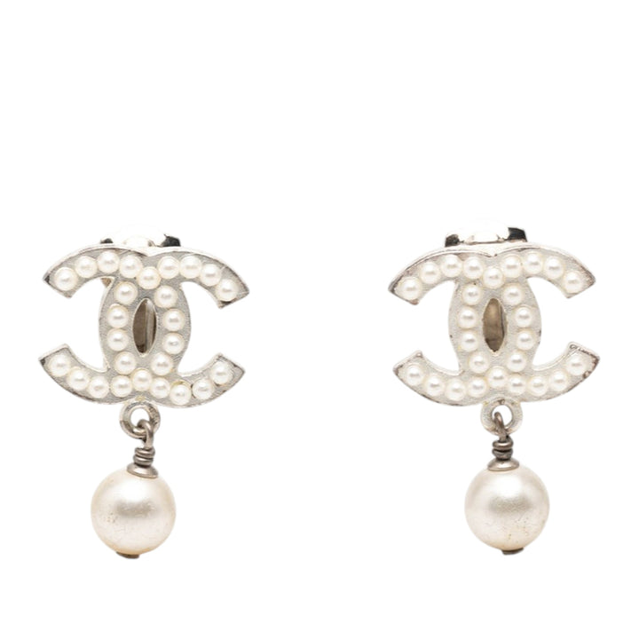 Chanel CC Brass Perles fantaisie Swing Clip On Boucles d’oreilles