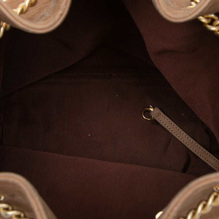 Chanel Small CC Matelassé Daim On My Shoulder Drawstring Bucket Sac