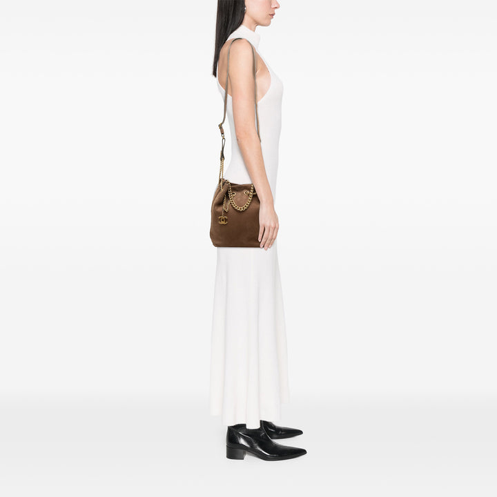 Chanel Small CC Matelassé Daim On My Shoulder Drawstring Bucket Sac