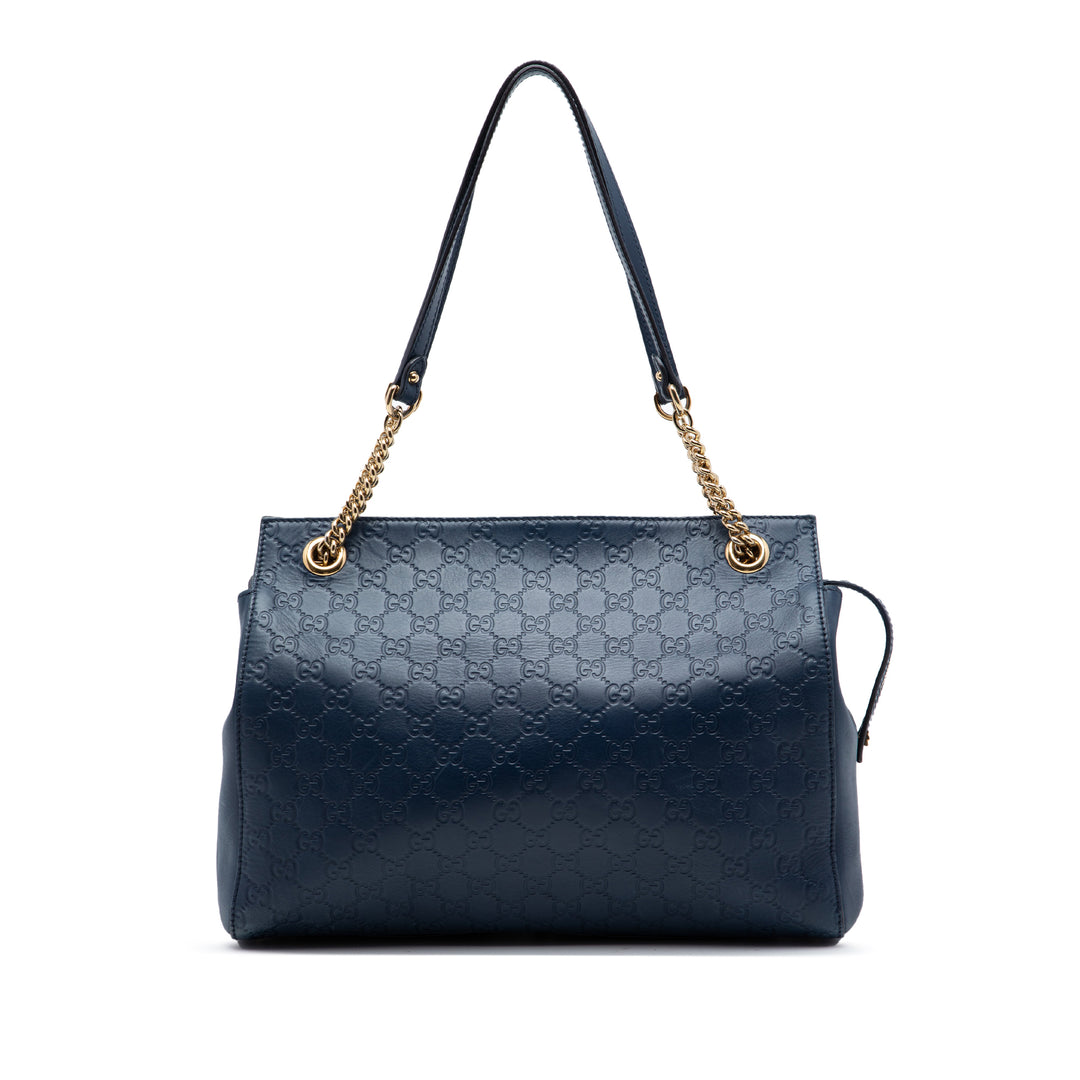 Guccissima Souple Signature Cabas Moyen Bleu