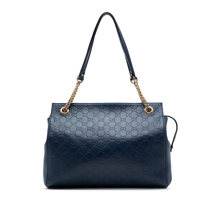 Guccissima Souple Signature Cabas Moyen Bleu