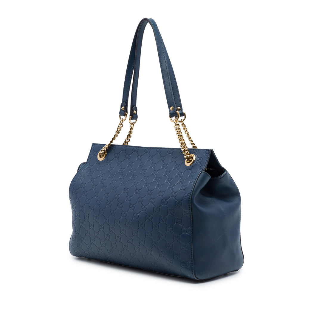 Guccissima Souple Signature Cabas Moyen Bleu