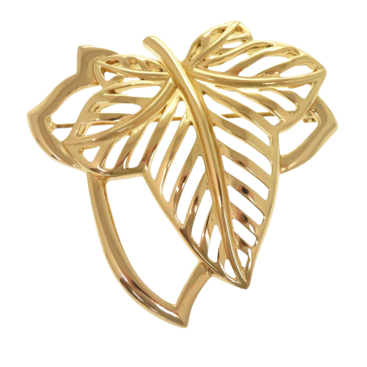 Dior plaqué Leaf Broche