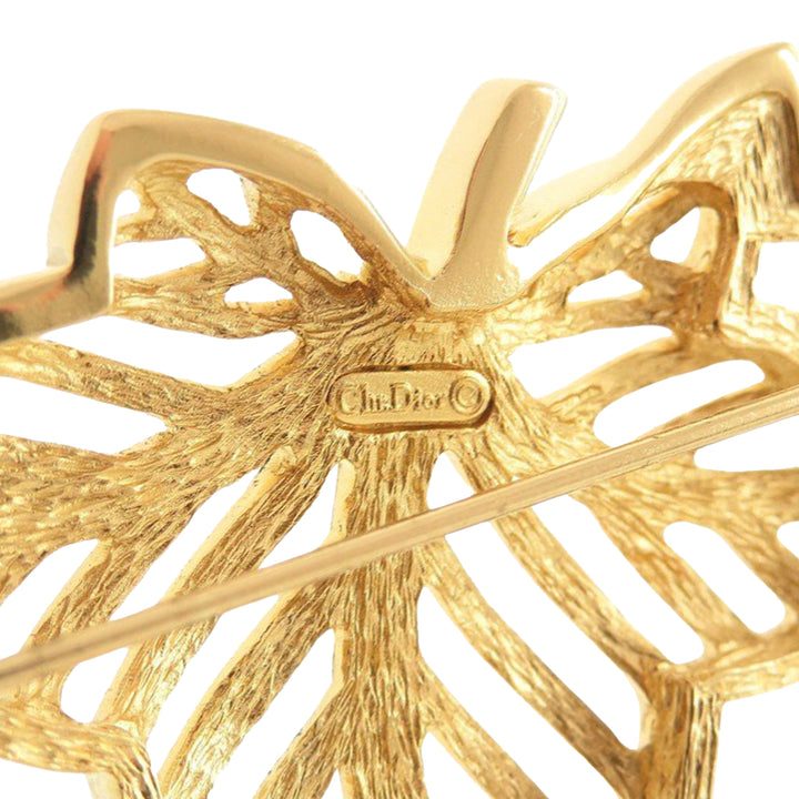 Dior plaqué Leaf Broche