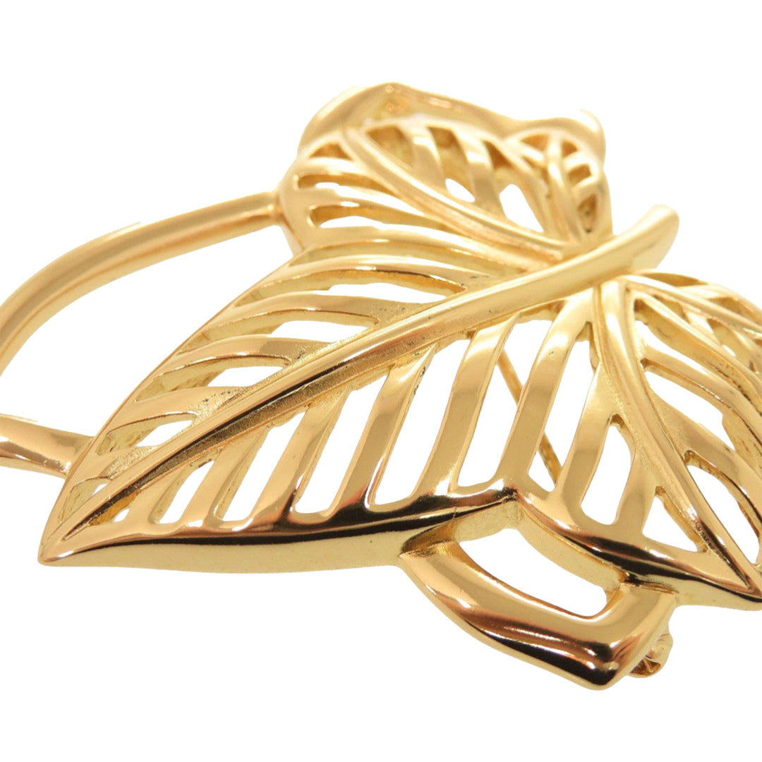 Dior plaqué Leaf Broche