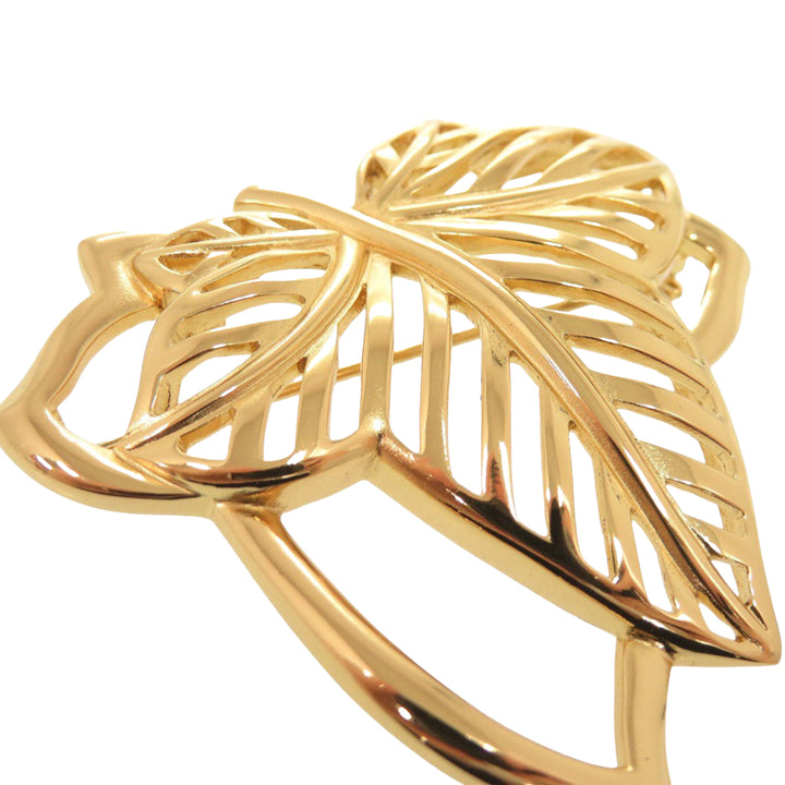 Dior plaqué Leaf Broche