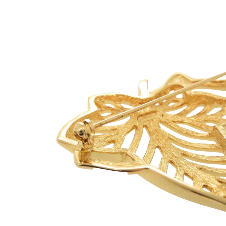 Dior plaqué Leaf Broche