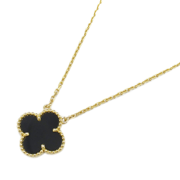 18K Yellow Gold and Onyx Vintage Alhambra Pendant Necklace Gold - Gaby Paris